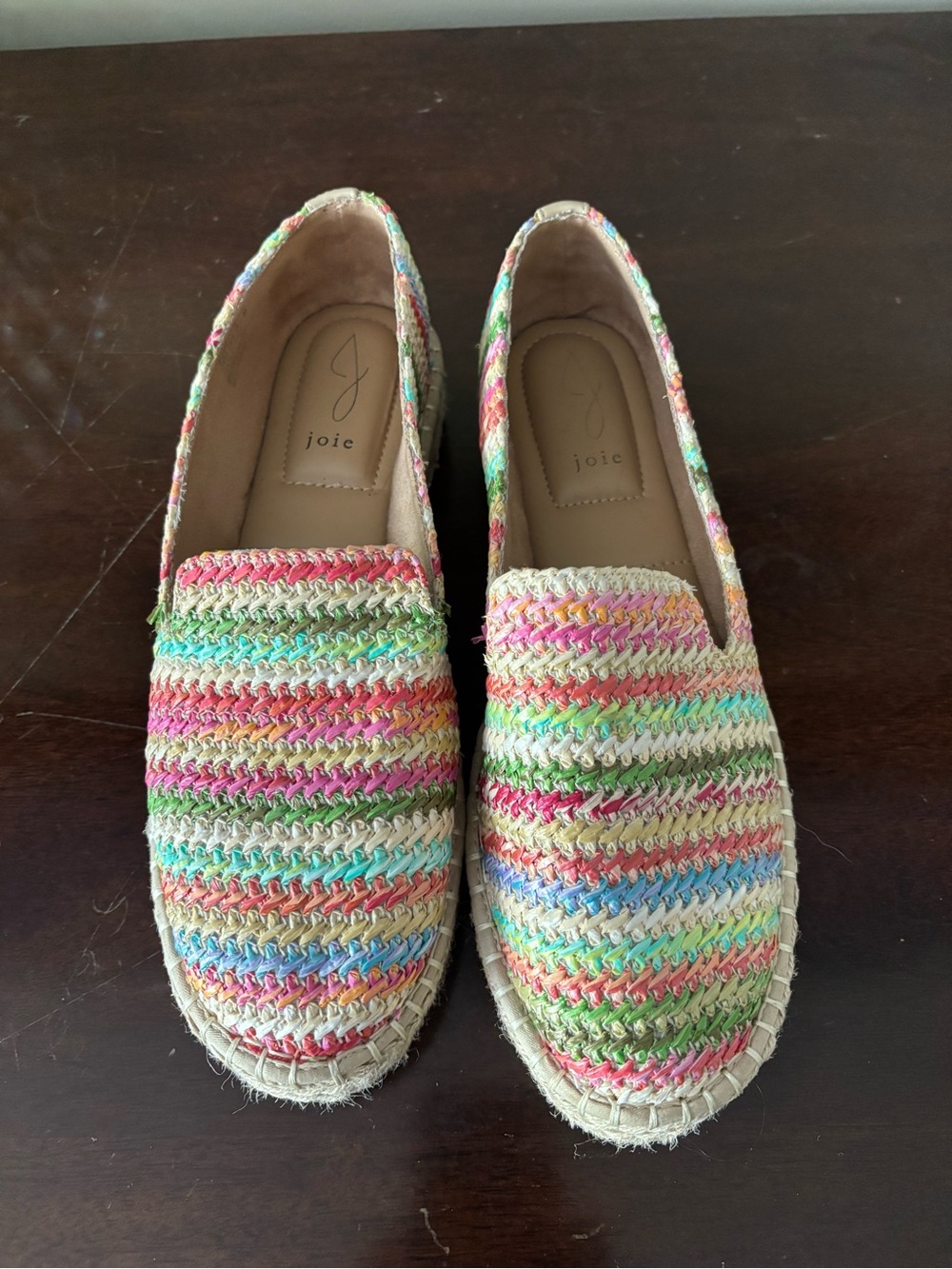 Joie Rainbow Multicolor Woven Espadrille Slip-Ons